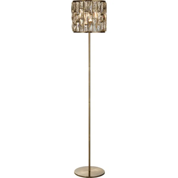 Image of Searchlight Bijou Champagne Glass Floor Lamp - Antique Brass