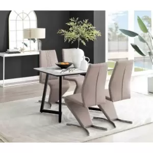 Image of Furniture Box Carson White Marble Effect Dining Table and 4 Cappuccino Willow Chairs