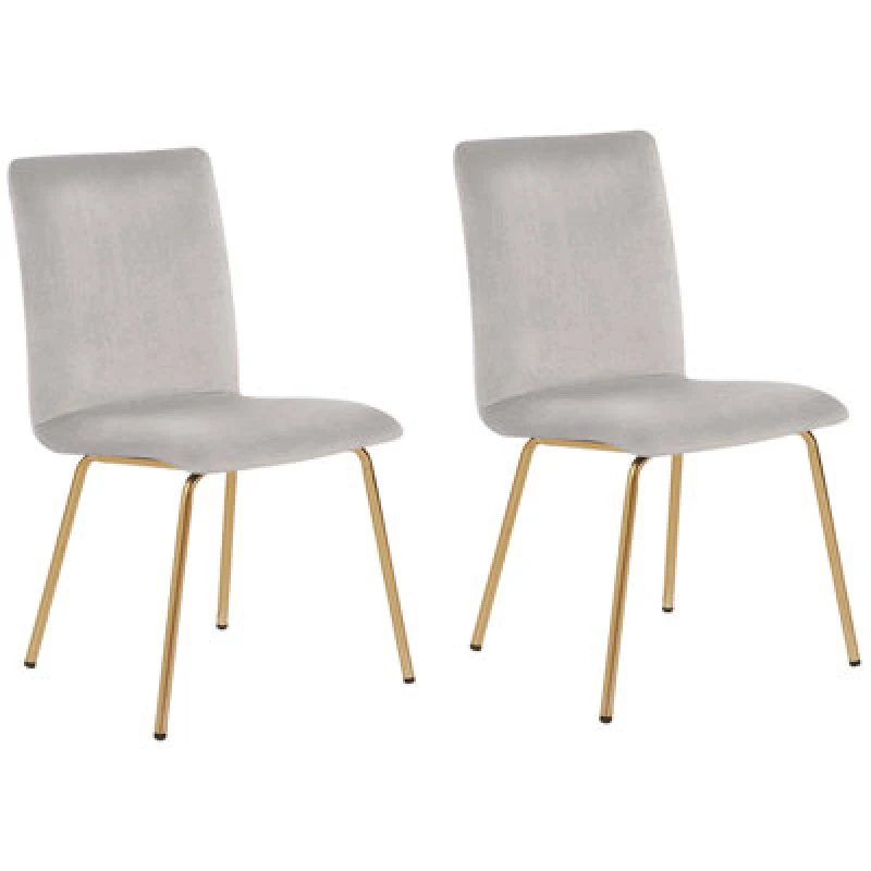 Image of Beliani Set Of 2 Dining Chairs Rubio Velvet Grey