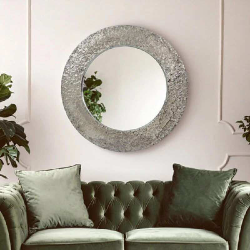 Image of Orsina Nickle Finish Round Wall Mirror
