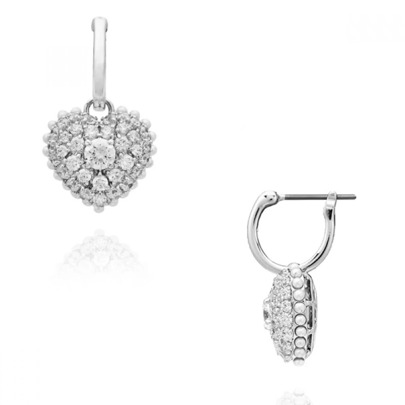 Image of Swarovski Hyperbola Rhodium Plated White Heart Dropper Earrings 5684384 Silver female