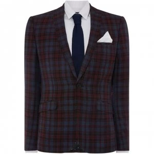 Image of Label Lab Mojito Skinny Fit Tartan Checked Suit Jacket - Blue