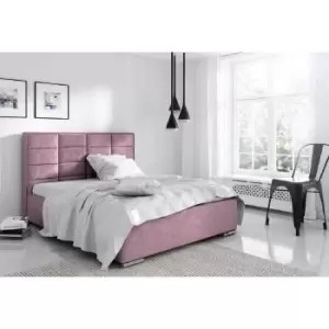 Image of Bulia Bed Double Plush Velvet Pink