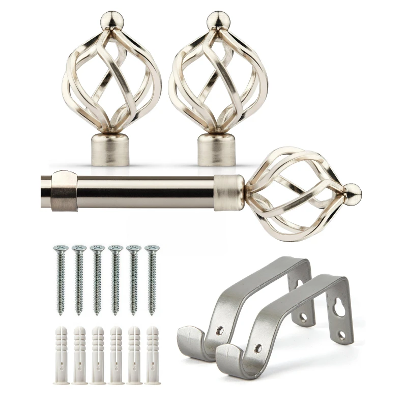 Image of Emma Barclay Curtain Pole Extendable Bird Cage Brushed Silver unisex 120-210cm