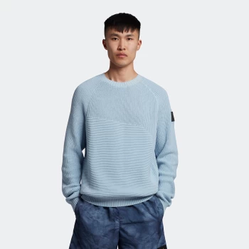 Image of Mens Casuals Mixed Rib Jumper - Opal Blue - XXL