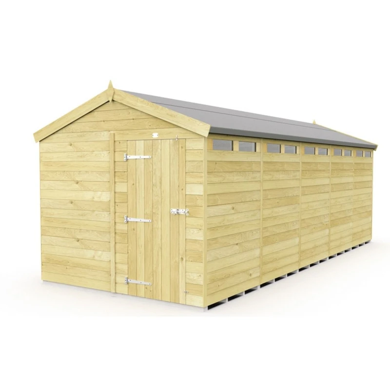 Image of Buttercup Farm 8 x 20 Feet Apex Security Shed - Single Door - L592 x W231 x H217cm in Brown Brown Unisex