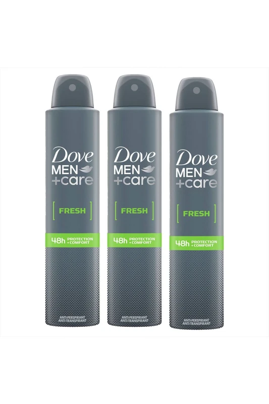 Image of Dove Men+Care Fresh 'Antiperspirant' Deo Spray for 48H Protection 200ml,3pk White