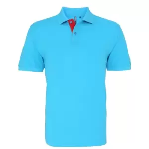 Image of Asquith & Fox Mens Classic Fit Contrast Polo Shirt (L) (Turquoise/ Red)