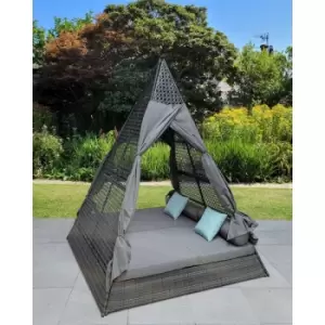 Image of Tipi Teepee Day Bed Sun Lounger Outdoor Garden Shade Grey - Signature Weave