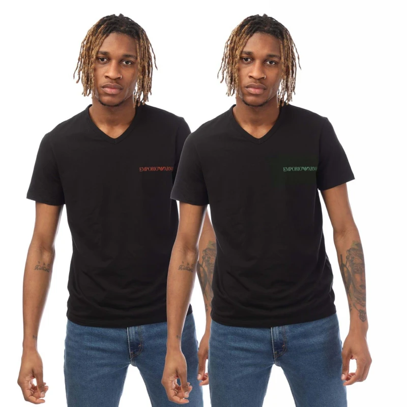 Image of Emporio Armani 2 Pack of Underwear T-Shirts Black male XL