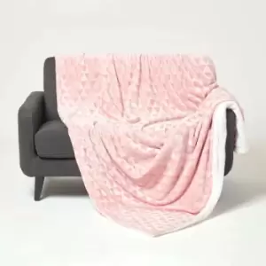 Image of Blush Pink Geometric Triangle Velvet Throw, 160 x 200cm - Pink - Homescapes