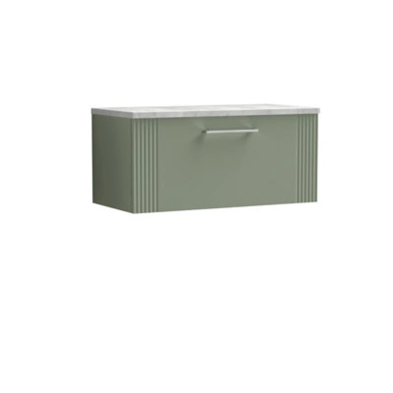 Image of Balterley 1 Drawer Wall Hung Vanity Grey Laminate Worktop Green 800mm Grey