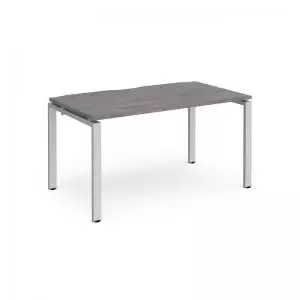 Image of Adapt single desk 1400mm x 800mm - silver frame and grey oak top