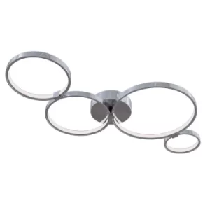 Image of Olympia Integrated LED Rings Flush Ceiling Lamp Nickel