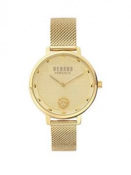 Image of Versus Versace Gold Dial Gold Stainless Steel Mesh Strap Ladies Watch