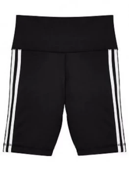 Image of Adidas Junior Girls Trefoil 3 Stripe Shorts - Black