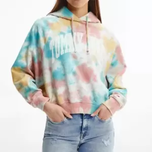 Image of Tommy Jeans Womens Tjw Boxy Tie Dye College 1 Hoodie - Tie Dye Multi - M