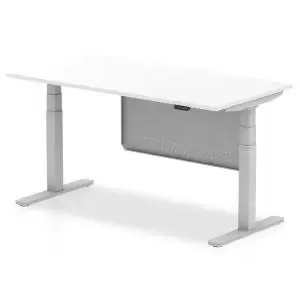 Image of Air 1600 x 800mm Height Adjustable Desk White Top Silver Leg With