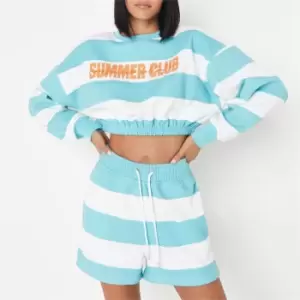 Image of Missguided Striped Summer Club Jogger Shorts - Blue