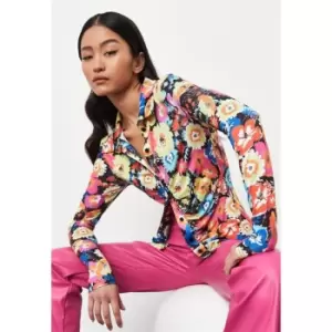 Image of Missguided Aa Slinky Floral Shirt - Multi