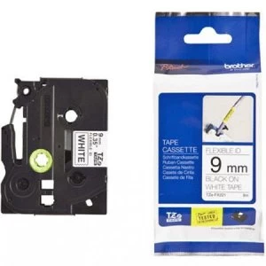 Image of Brother TZe-FX221 P-touch Label Tape (9mm x 8m) Black On White