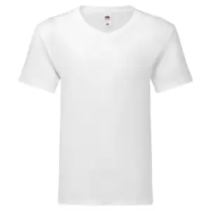 Image of Fruit Of The Loom Mens Original V Neck T-Shirt (XL) (White)