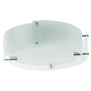 Image of 3 Light Flush Ceiling Light Chrome and White Frosted Glass, E27