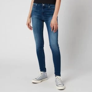 Image of Tommy Jeans Womens Nora Mid-Rise Skinny Jeans - Niceville Mid Blue - W30/L30