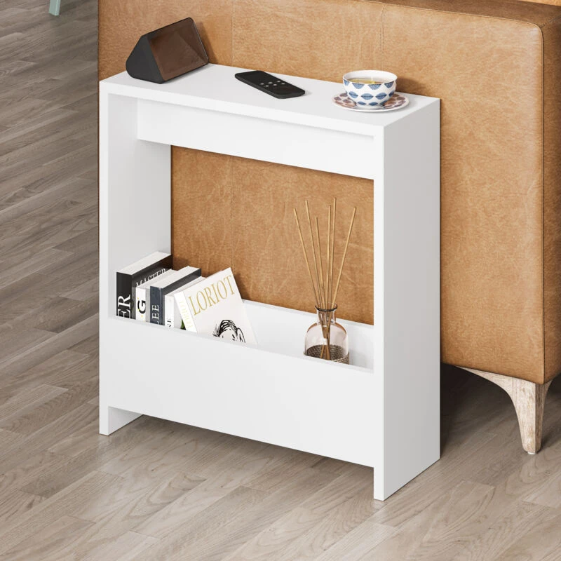 Image of DECORTIE Decortie - Simpi Modern Side End Table White Multipurpose With Creativeness h 60cm 2 Tier - White M.SH.13191.2