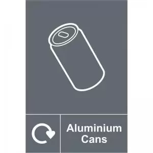 Image of Aluminium Cans Recycling&rsquo; Sign; Rigid 1mm PVC Board 200mm x