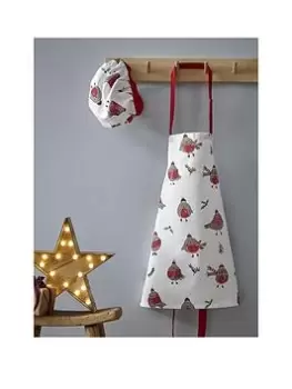 Image of Catherine Lansfield Christmas Robins Kids Apron & Hat