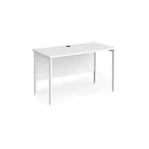 Image of Rectangular Straight Desk White Wood H-Frame Legs White Maestro 25 1200 x 600 x 725mm