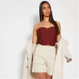 Image of I Saw It First Bandage Front Seam Detail Bandeau Corset - Orange