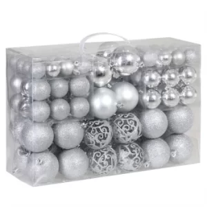 Image of Christmas Tree Baubles Set Xmas Balls Decorations Ornaments Sphere Colour Choice Silver
