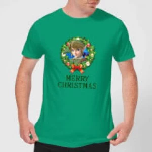 Image of Nintendo Legend Of Zelda Merry Christmas Wreath Green T-Shirt - S - Green