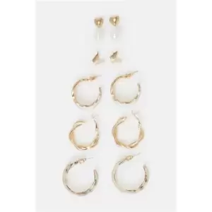 Image of I Saw It First Gold Six Pack Mixed Hoop Tortoise Shell Earrings - Metallics