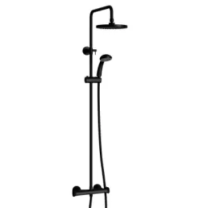 Image of Harik 2 Round Exposed Adjustable Thermostatic Shower Set Black