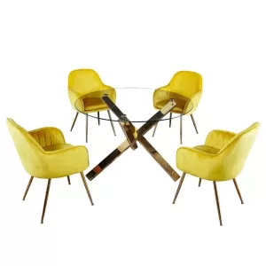 Image of Laila 4 Seater Dining Set - Ochre Yellow