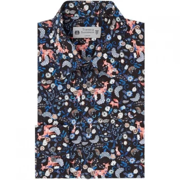 Image of Turner and Sanderson Northumberland Conversational Animal Print Shirt - Black