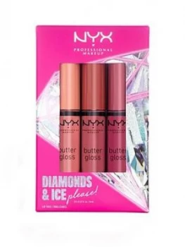 Image of Nyx Professional Makeup Diamonds & Ice Please Butter Gloss Lip Gloss Trio Pink Nudes 01