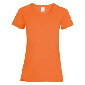 Image of Womens/Ladies Value Fitted Short Sleeve Casual T-Shirt (Medium) (Bright Orange)
