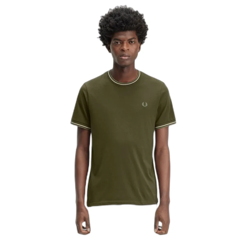 Image of Fred Perry T-Shirt with double piping Fred Perry Vert Male S