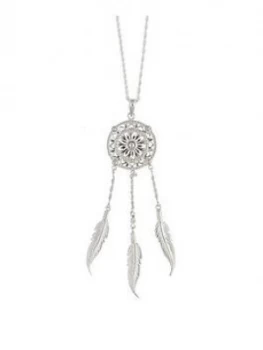 Image of The Love Silver Collection Sterling Silver Large Statement Dreamcatcher Necklace