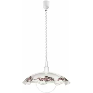 Image of Pendant Light Height Adjust Colour White Purple Black Satin Glass Bulb E27 1x60W