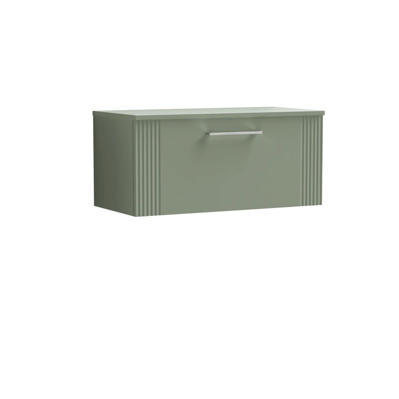 Image of Balterley 1 Drawer Wall Hung Vanity Colour Match Worktop Green 800mm Green