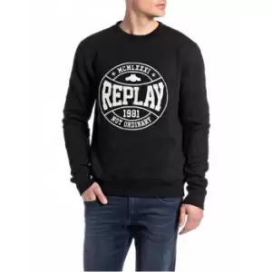 Image of Replay Crew Sweatshirt Mens - Black