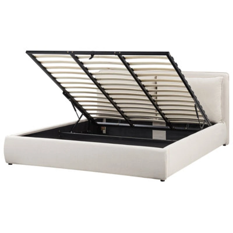 Image of Beliani Ottoman Bed Fabric Bajonna 180 X 200 Cm (Eu Super King) Beige