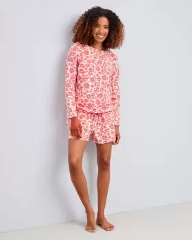 Image of Cotton Traders Womens Long Sleeve Shorts Set in Orange