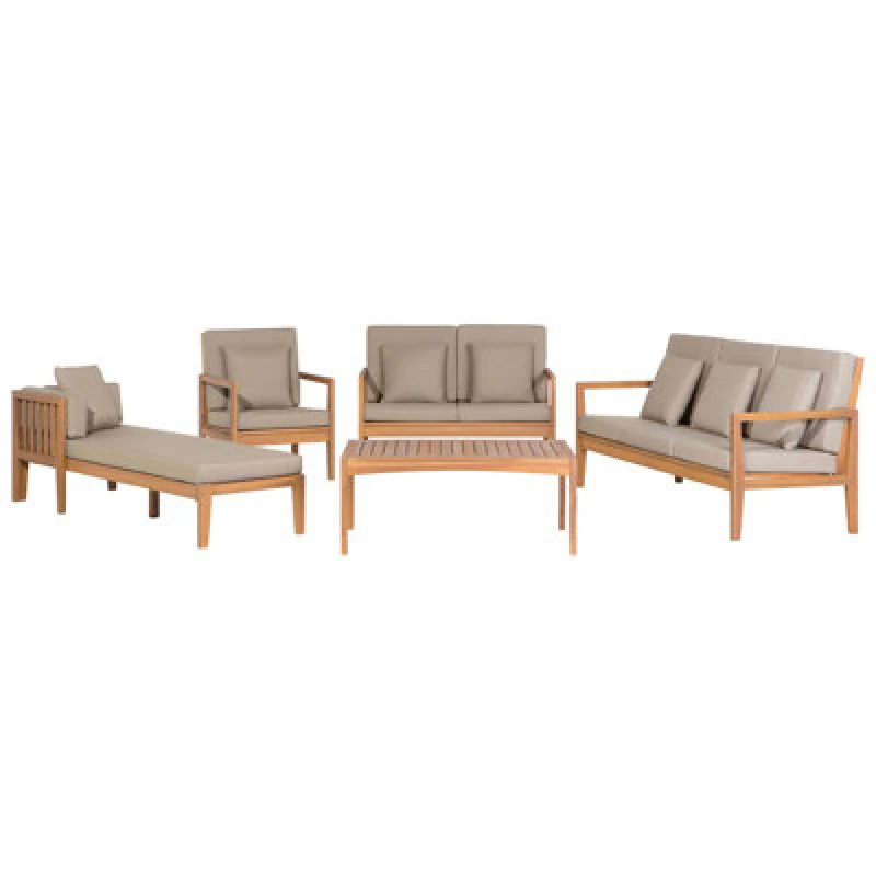 Image of Beliani Garden Lounge Set With Table 7 Seater Pataja Certified Acacia Wood Light Brown