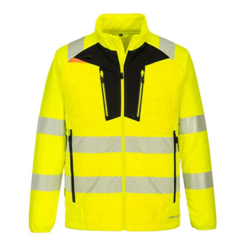 Image of Portwest DX4 Hi Vis Hybrid Baffle Jacket DX473YBRL Colour: Yellow / Black